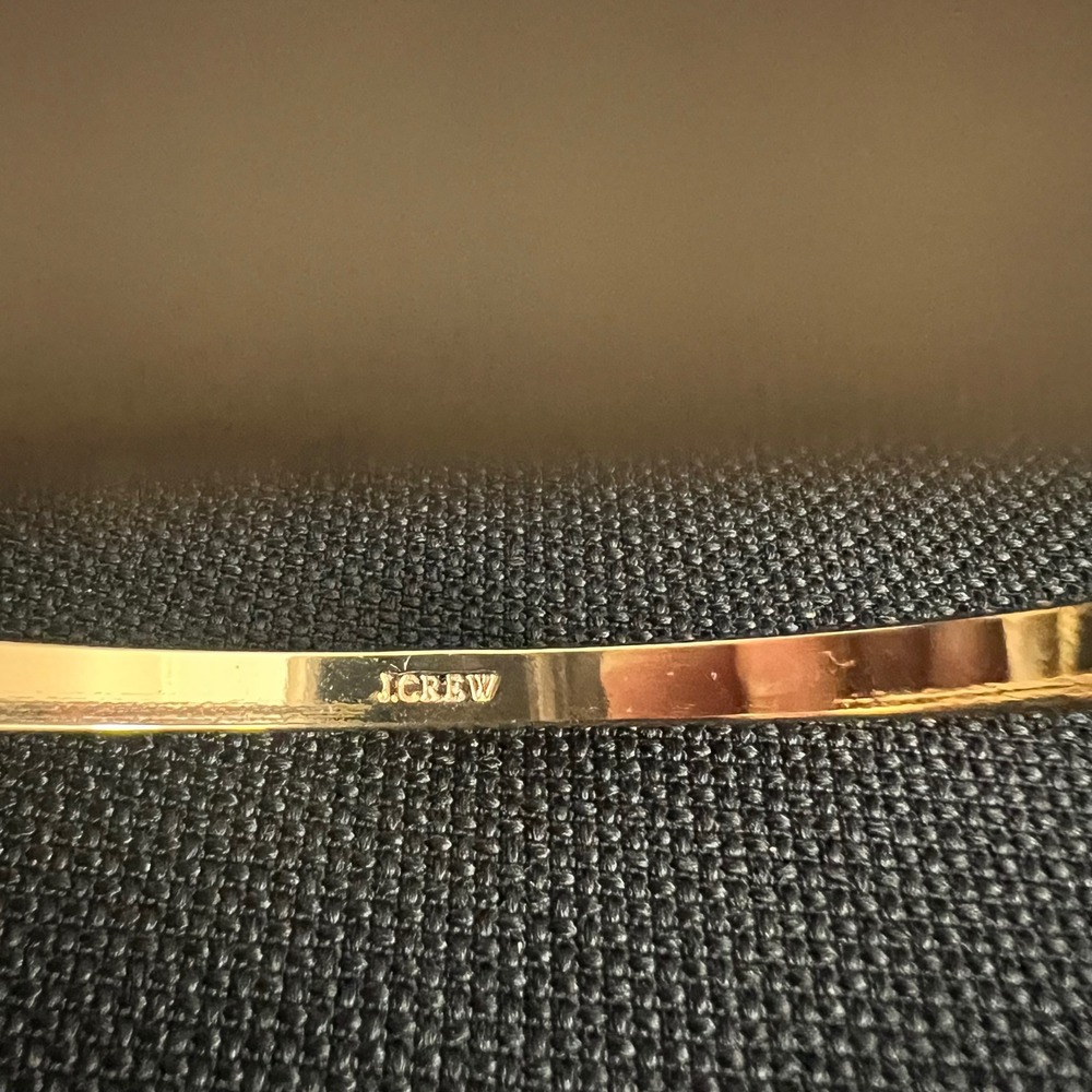 J.Crew Cream Resin Gold Tone Rim Bangle Bracelet Size 7.75 Cottagecore - Picture 5 of 7